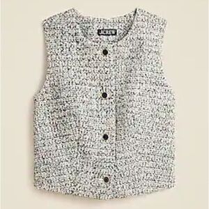 J. Crew Black and White Tweed Button Vest